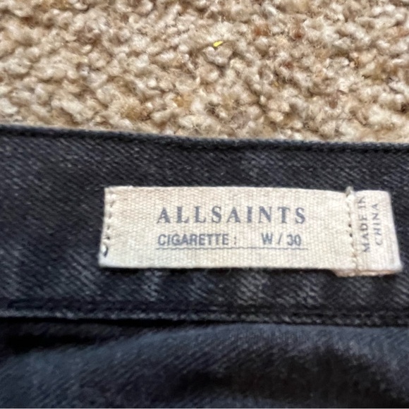 All Saints Cigarette High Rise Skinny Jeans Stone Black Gray Wash Button Fly 30 - Picture 6 of 10